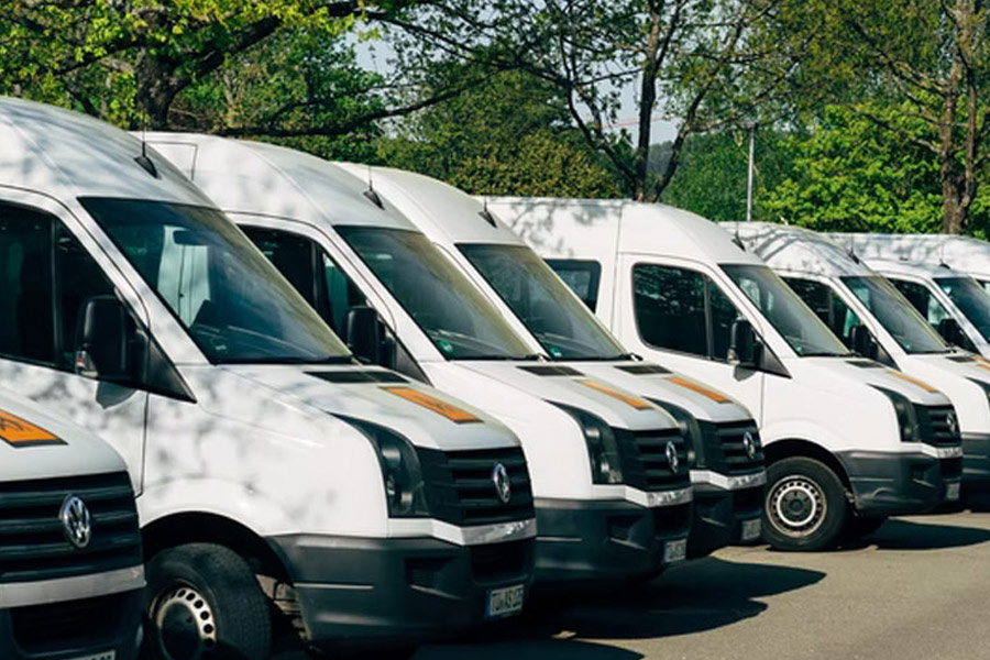 Fleet of commercial vans